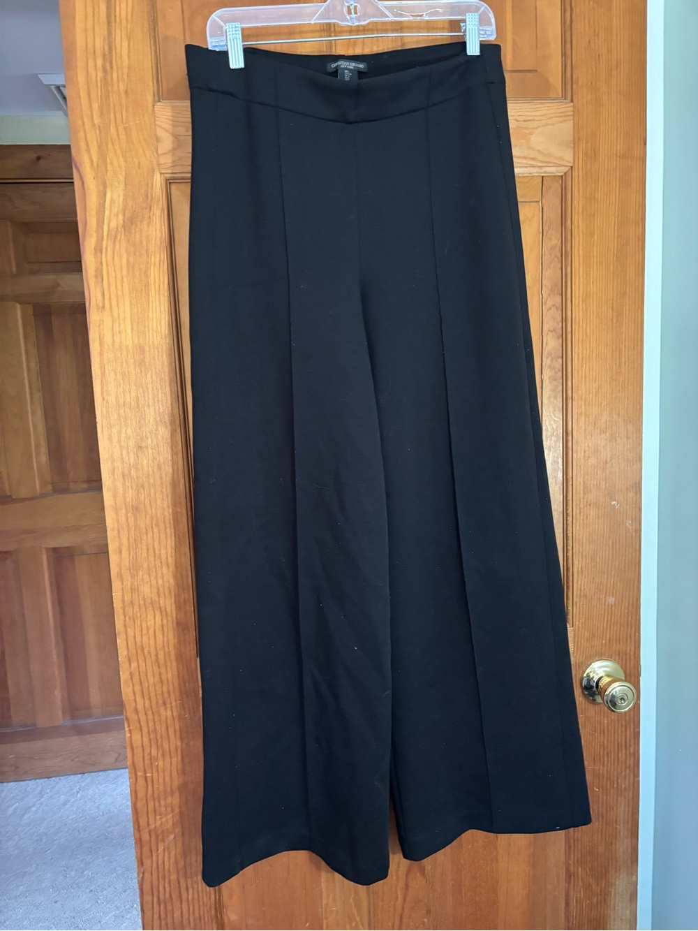 Christian Siriano Black Wide-Leg Ponte Trousers